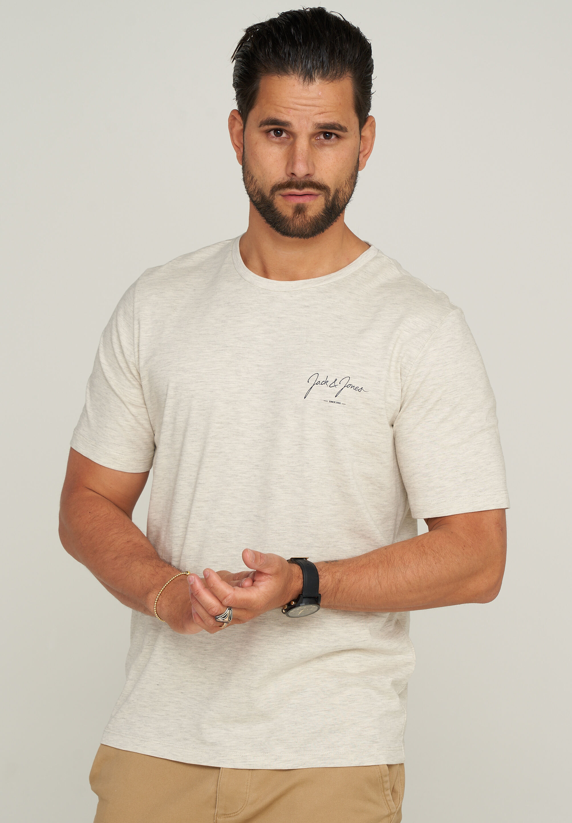 

Футболка Jack & Jones JJSANCHEZ TEE SS CREW NECK, серый меланж