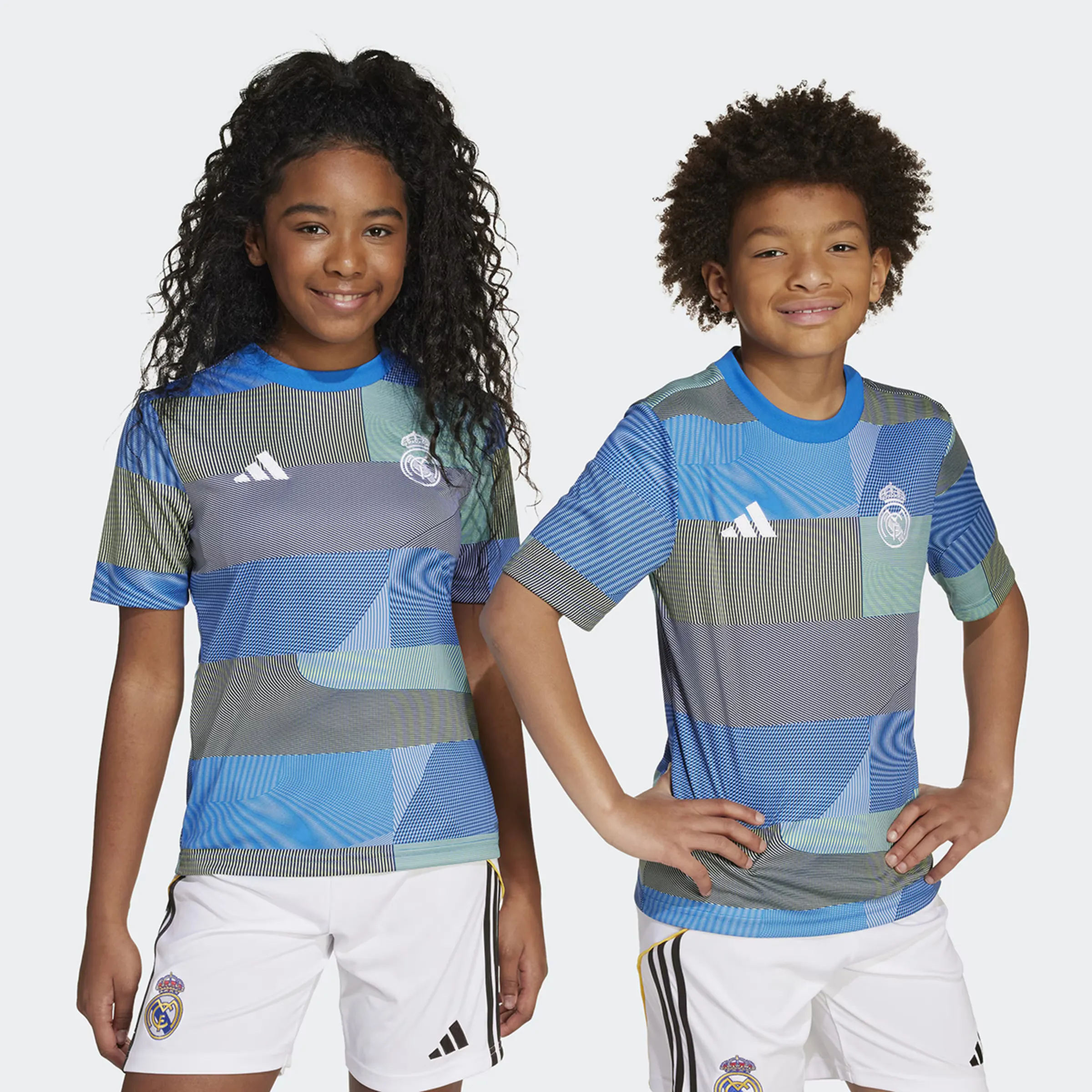 

Футболка для разминки детская Real Madrid CF 2025-2026 Adidas, синий