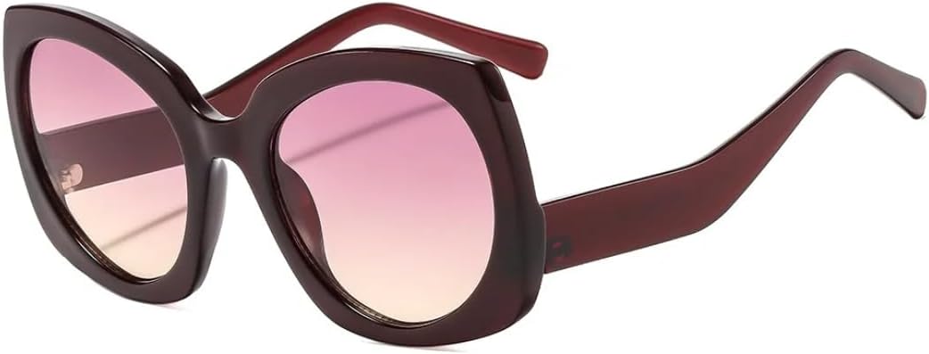 

Солнцезащитные очки для мужчин и женщин - защита UV400 - градиентные линзы, оправа "кошачий глаз", большая оправа, подходят для занятий спортом на открытом воздухе и вождения DSVIGF, Red Pink Yellow