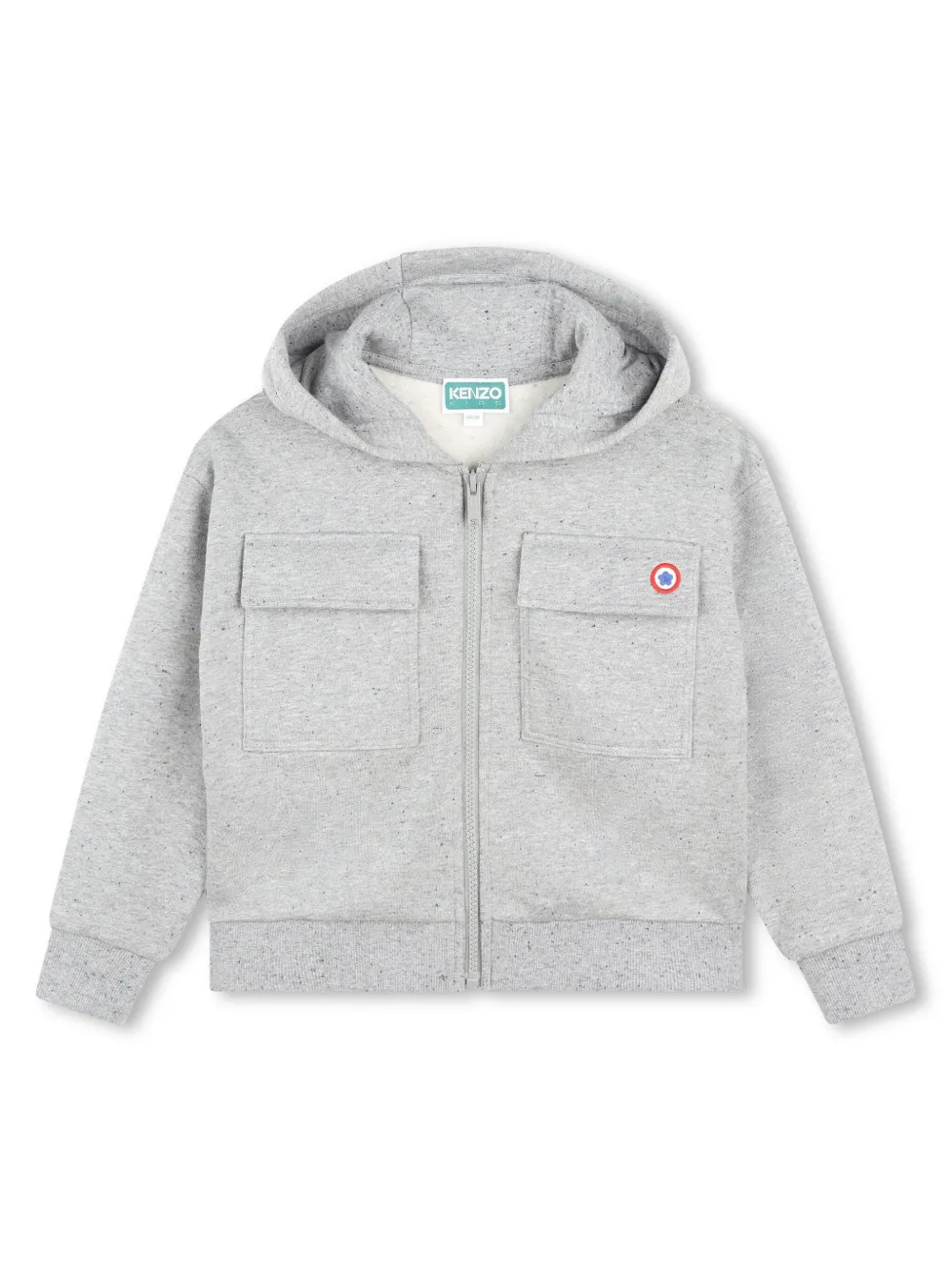 

Худи на молнии с цветочной вышивкой Kenzo Kids, серый