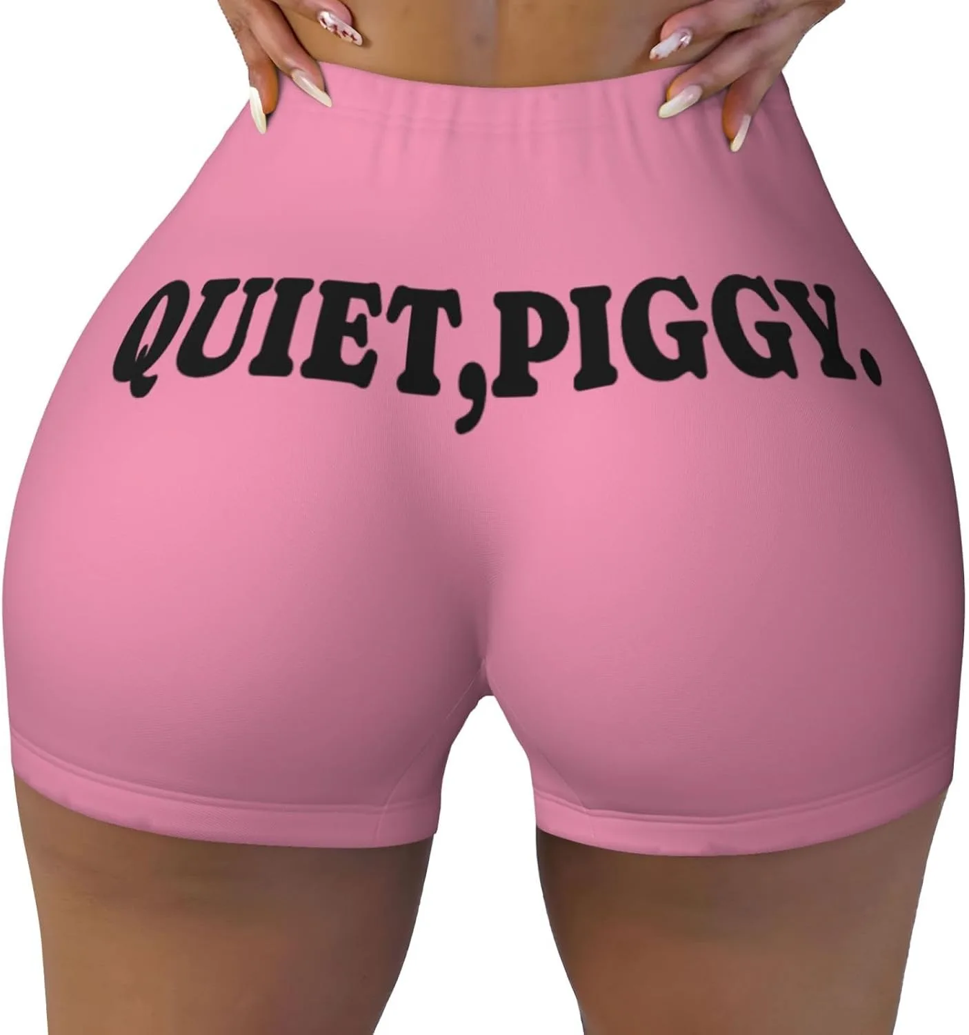 Женские шорты Quiet Piggy с высокой талией для спорта - для тренировок, бега, походов, велоспорта, йоги и зала Generic, черный