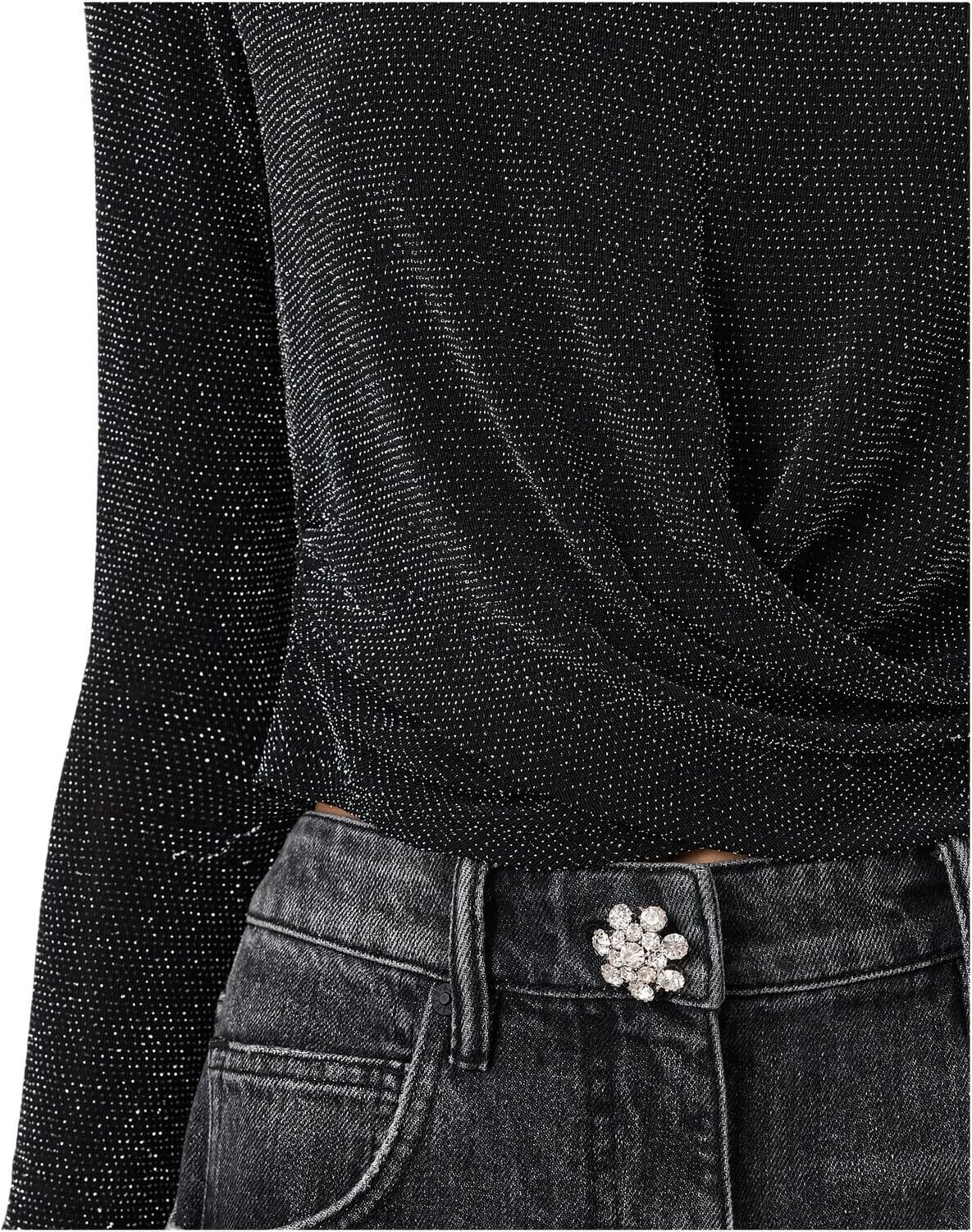 Женская футболка Skylar с длинным рукавом AllSaints, Silver/Black — фото 4