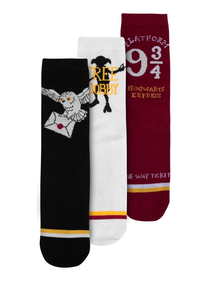 

Носки United Labels 3er Pack Harry Potter Sneaker Strümpfe Hedwig Dobby etc, разноцветный