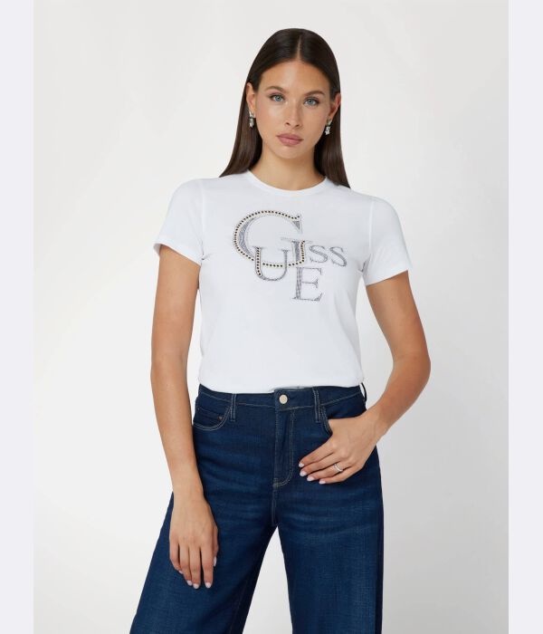 

Футболка Guess Jeans с блестящим логотипом, белый