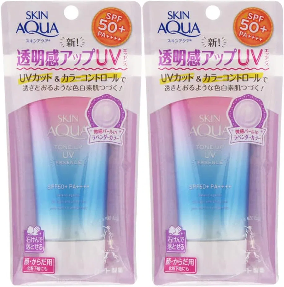 Солнцезащитный крем Skin Aqua Tone Up UV Essence, 80 г, 2 шт., лавандовый Sunscreen