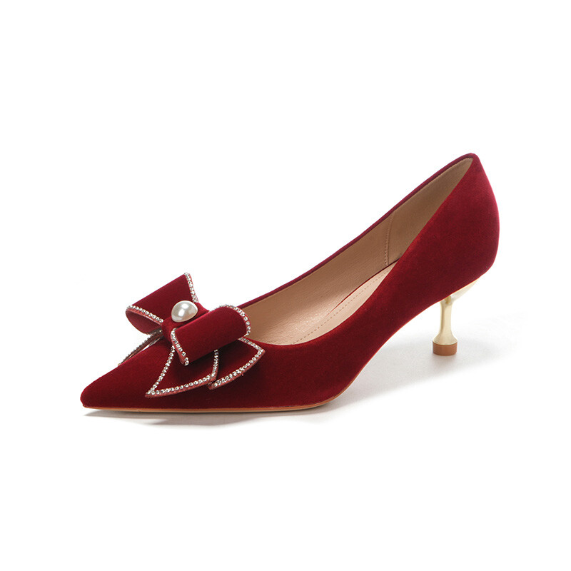 Туфли женские на высоком каблуке Bamiti, цвет Burgundy 5cm