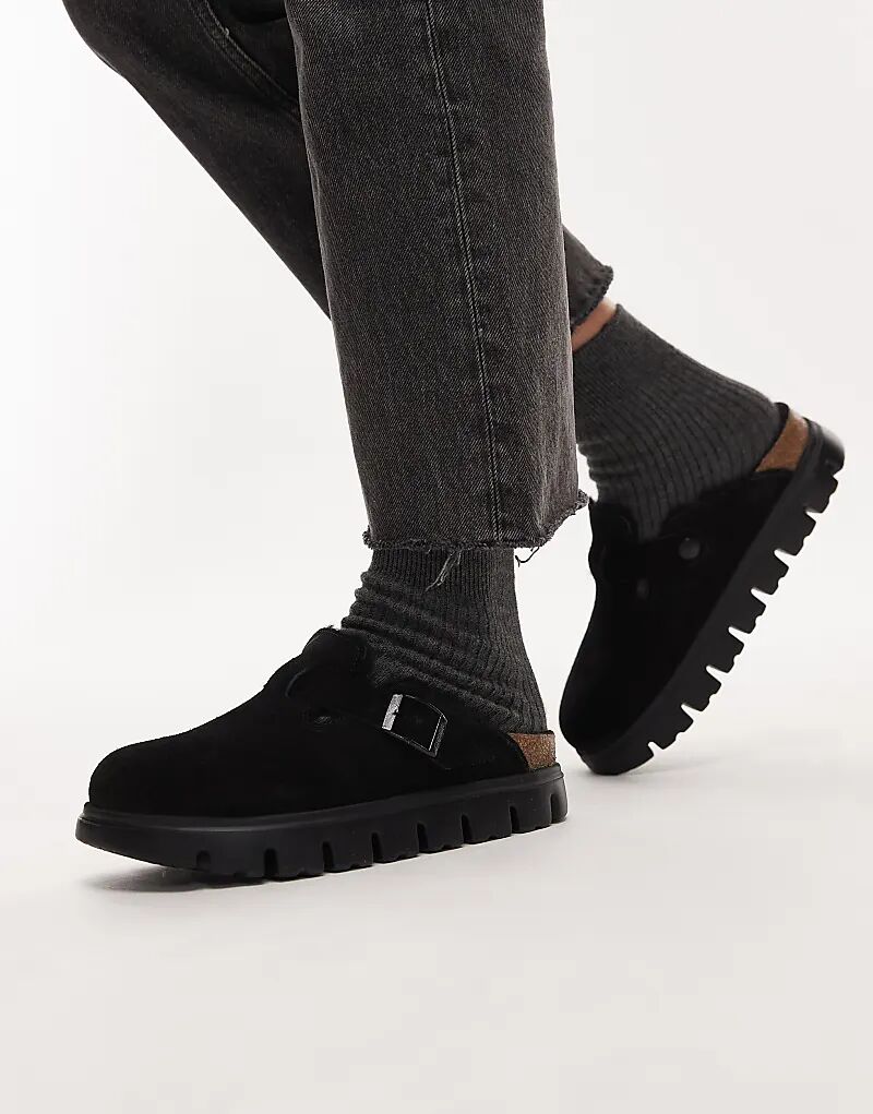 Сабо Birkenstock Boston с подкладкой из толстой овчины, черного цвета