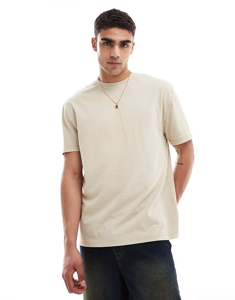 

ASOS DESIGN – бежевая плотная футболка свободного кроя