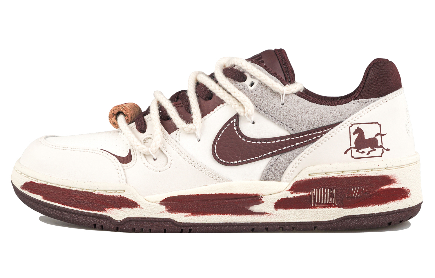 

Nike Full Force RISK CNY Year Of The Horse, Flying Horse модные низкие кроссовки для скейтбординга Unisex белые красные