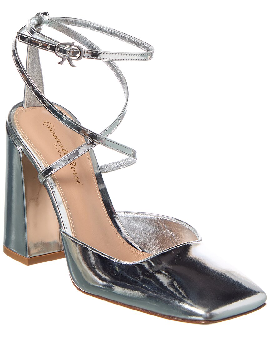 Туфли-лодочки Gianvito Rossi Ludovica Leather Slingback, серебряный