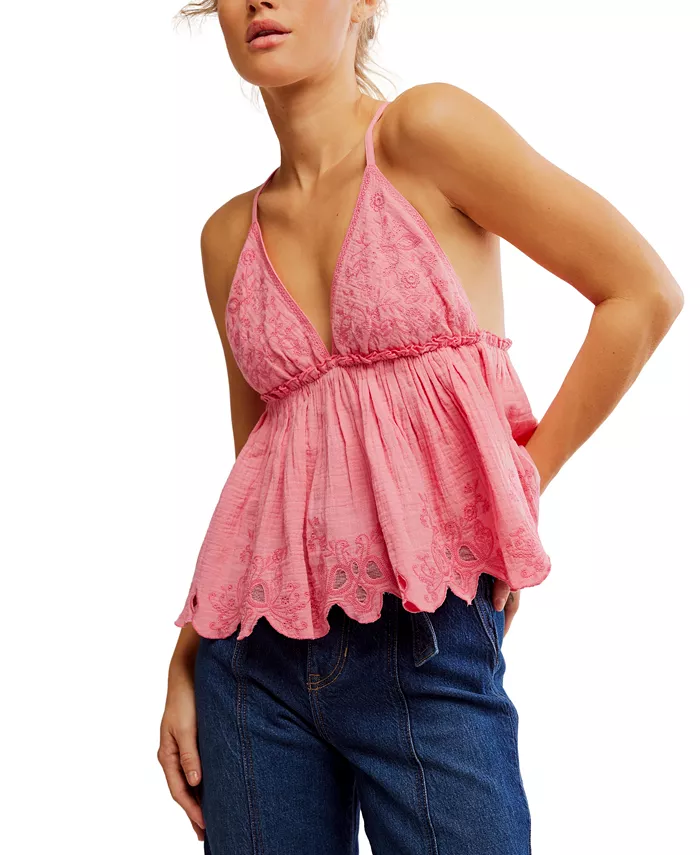 

Женская хлопковая вышитая майка Sunny Days Free People, мультиколор