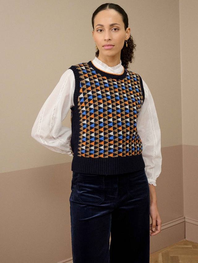 

Фолк Фэр Айл майка из чистой мериносовой шерсти Brora, Navy