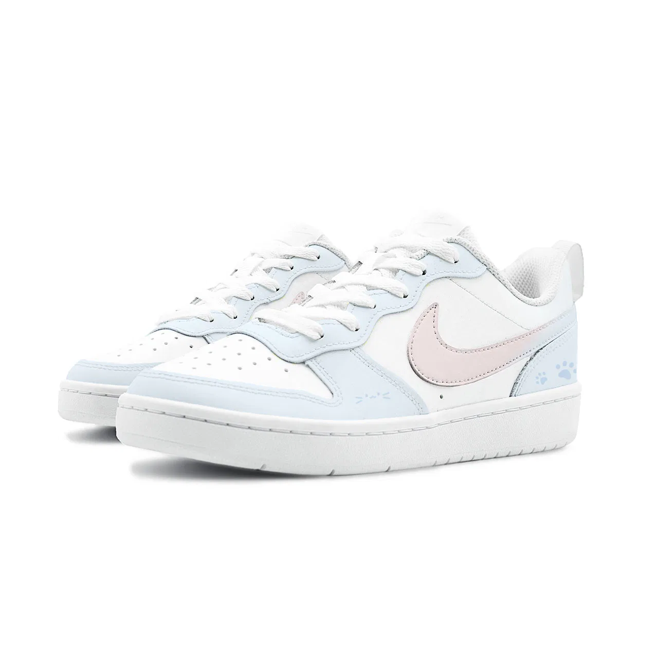 Кроссовки Court Borough 2 HEY Light Sea Pink Shell с амортизацией, износостойкие, нескользящие, низкий силуэт Nike, Blue Pink — фото 4