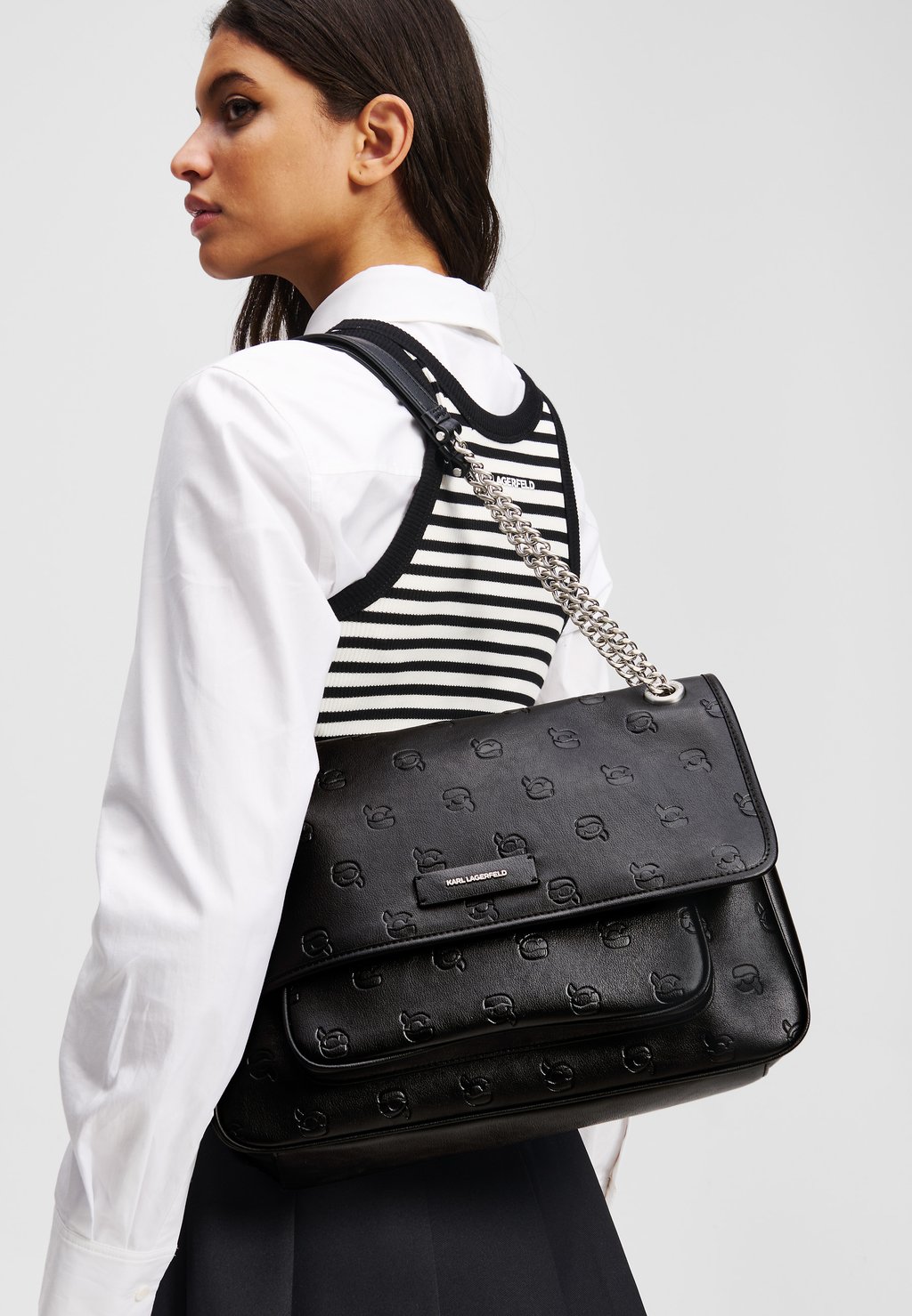

Сумка IKON MONOGRAM LG FLAP KARL LAGERFELD, черный