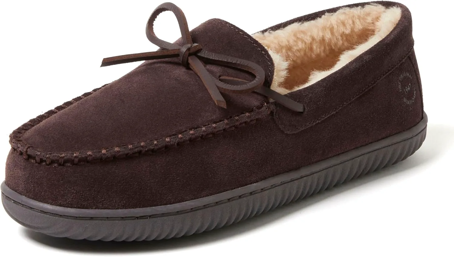 Мужские мокасины Dearfoams Hudson из натуральной замши с мемори-пенной стелькой и шнурками — фото 4