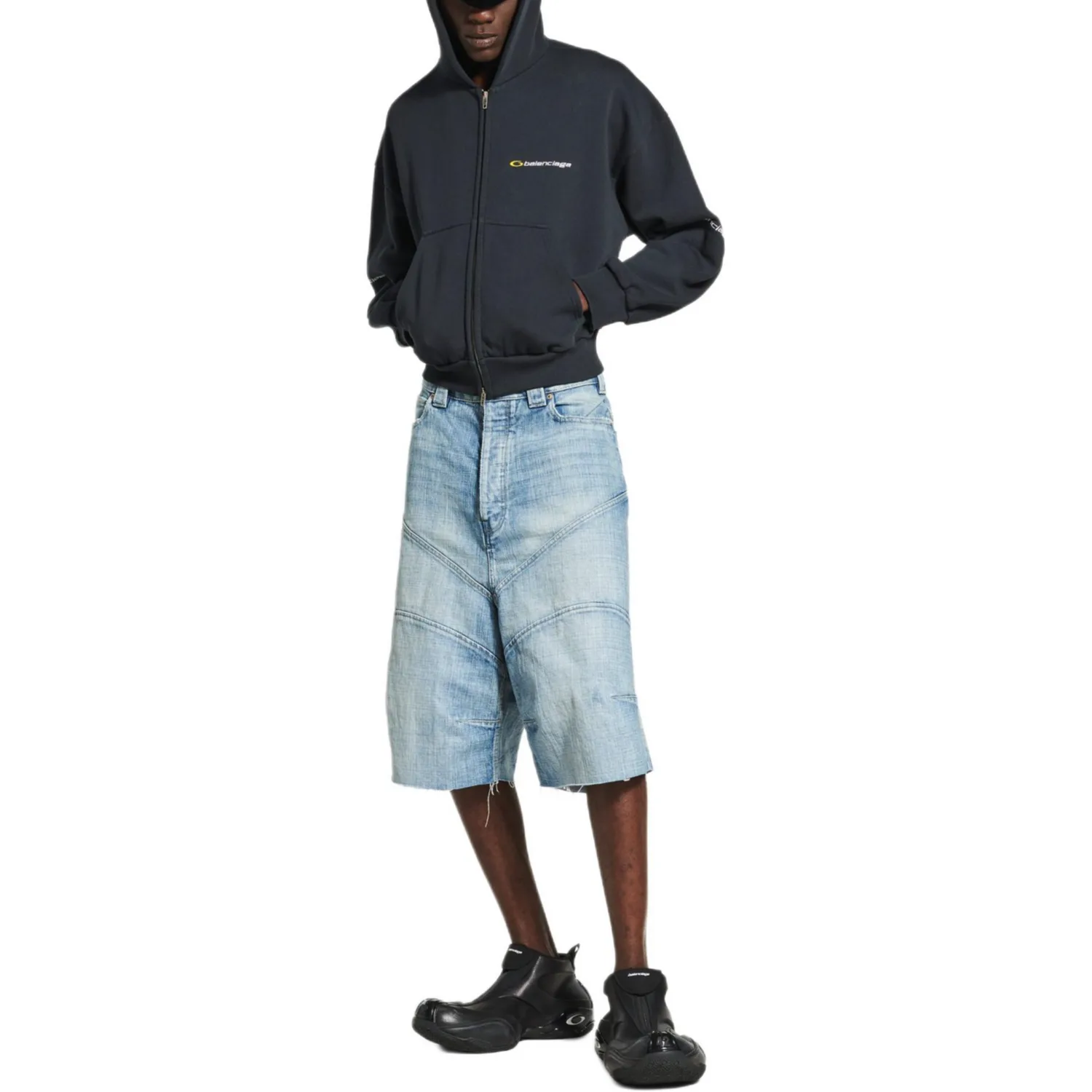 Шорты джинсовые Knee Length Balenciaga, светло-синий — фото 4