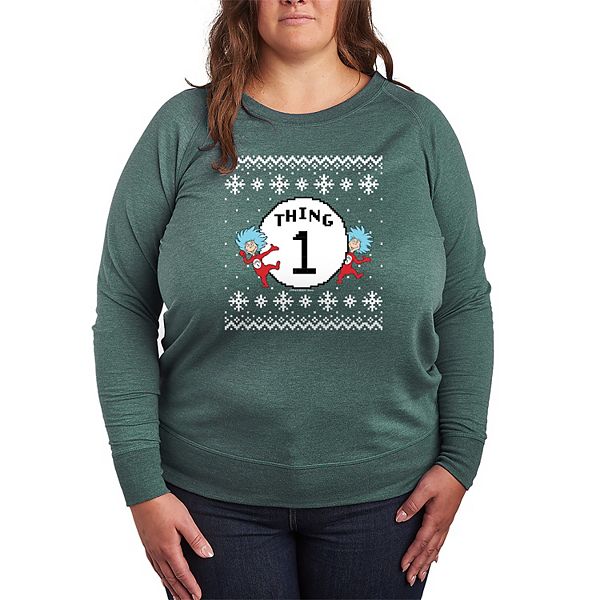 

Футболка с длинным рукавом The Cat in the Hat Thing One, French Terry, plus size Dr. Seuss, Heather Juniper