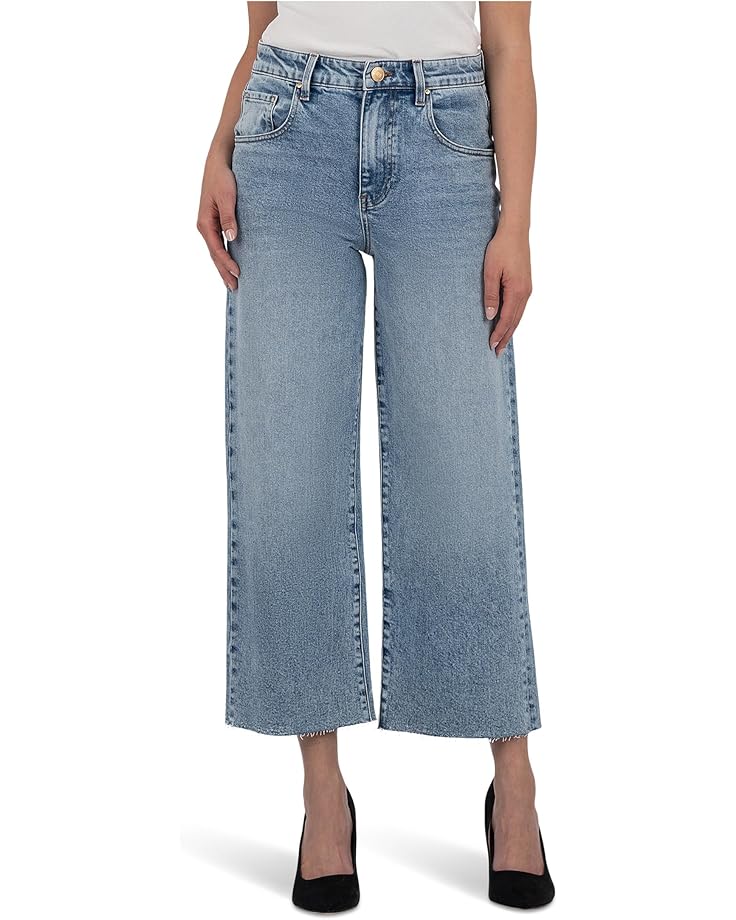 

Джинсы KUT from the Kloth Gwen High-Rise Wide Leg Slouchy Raw Hem 5 Pockets in Acute, цвет Acute