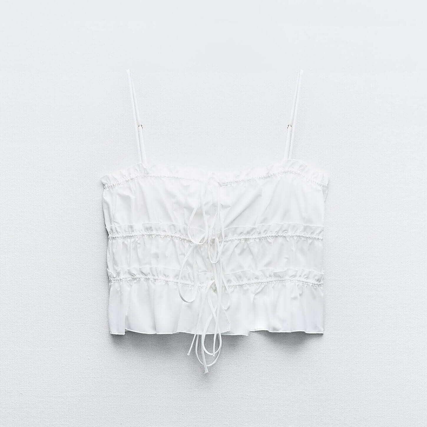 

Топ Zara Poplin With Bows, белый