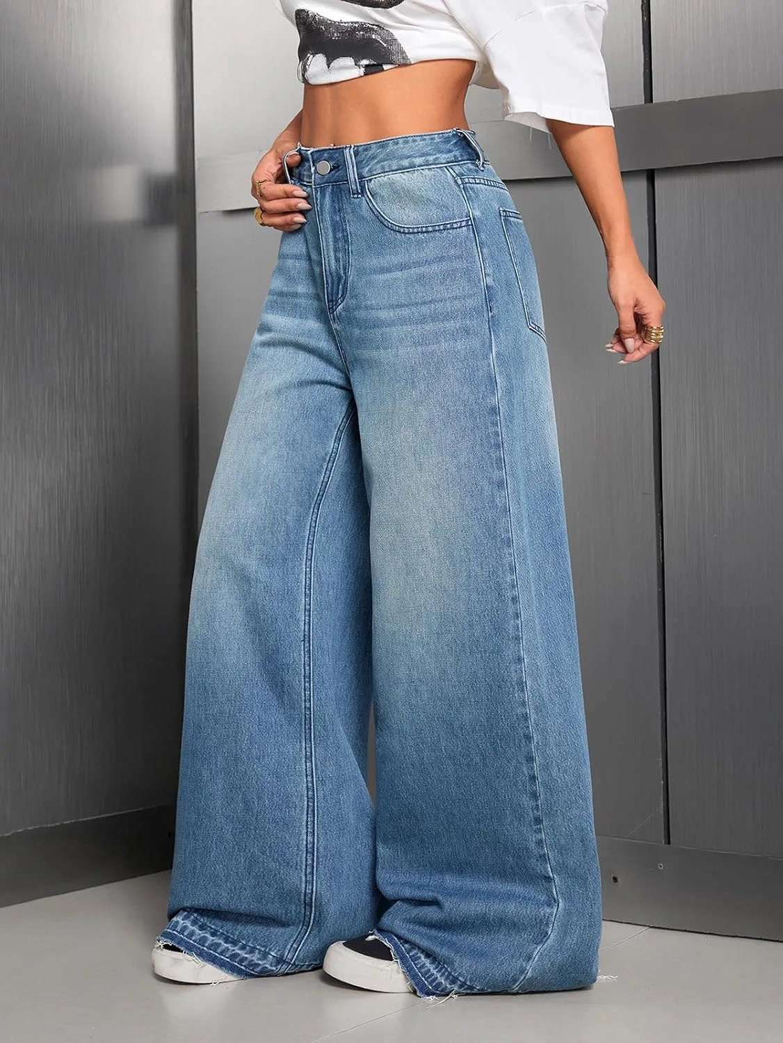Женские джинсы Baggy Wide Leg Low Rise в стиле Hip Hop — фото 2