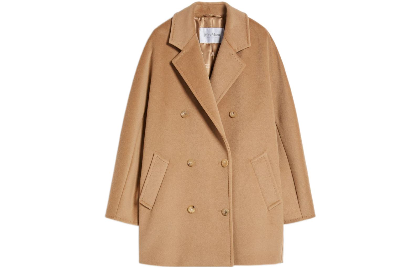 

Двубортное пальто с длинными рукавами MaxMara, верблюжий цвет, Бежевый, Двубортное пальто с длинными рукавами MaxMara, верблюжий цвет