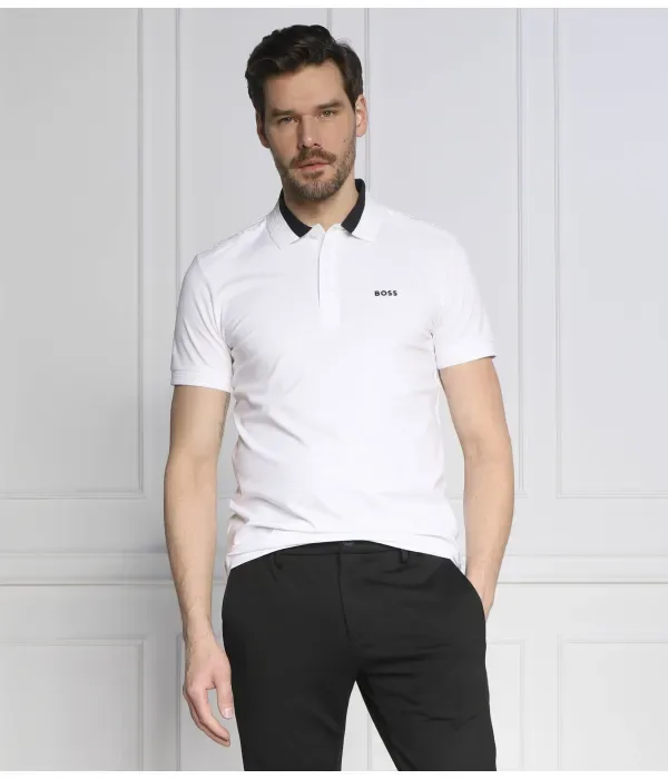Поло Пауле slim fit Boss Green, белый — фото 3