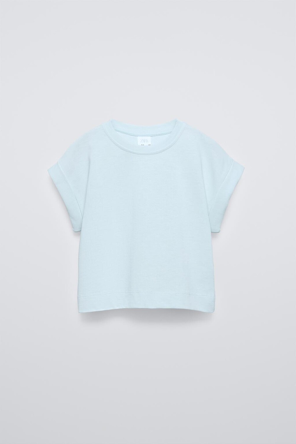 

Футболка с отворотными рукавами ZARA, синий/зеленый