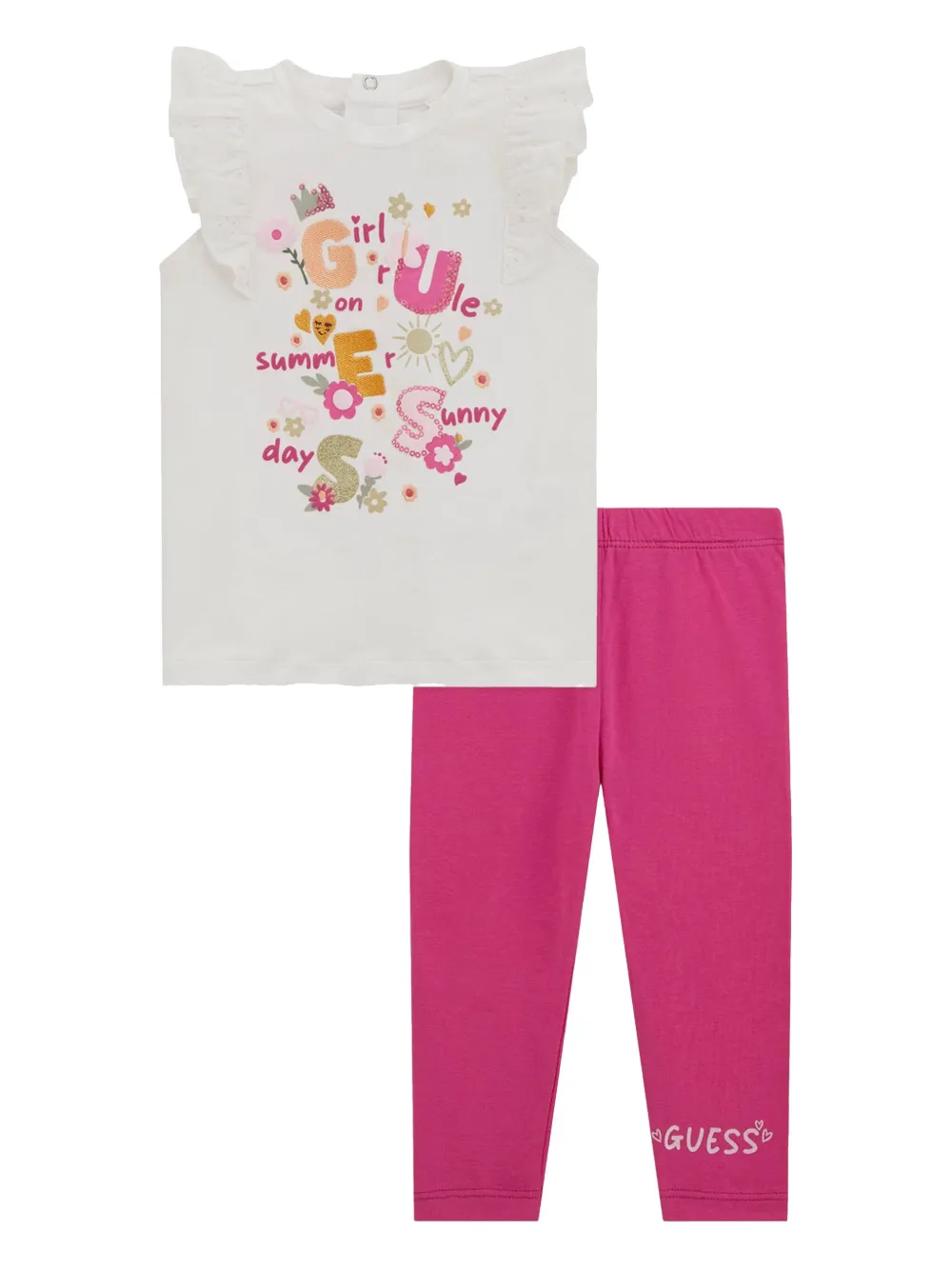 

Комплект из футболки и брюк с логотипом guess kids, розовый