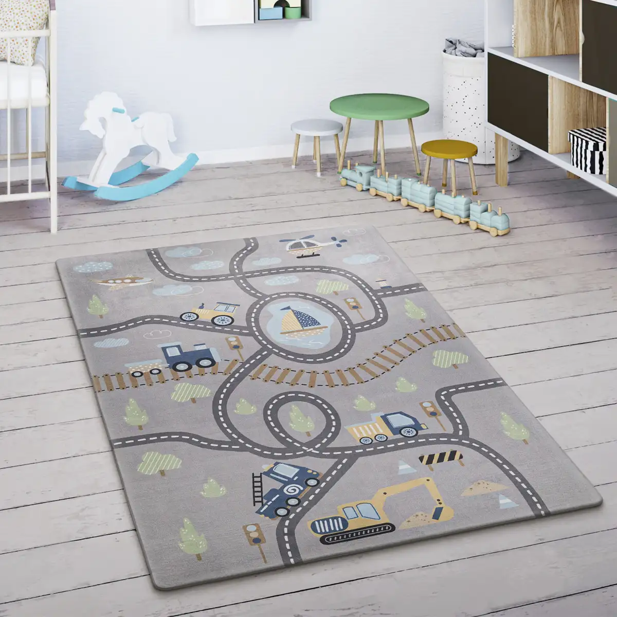 

Детский ковер Paco Home "Chicos 562", прямоугольный, плоского переплетения, уличный игровой ковер, детская комната 80х150 см, серый