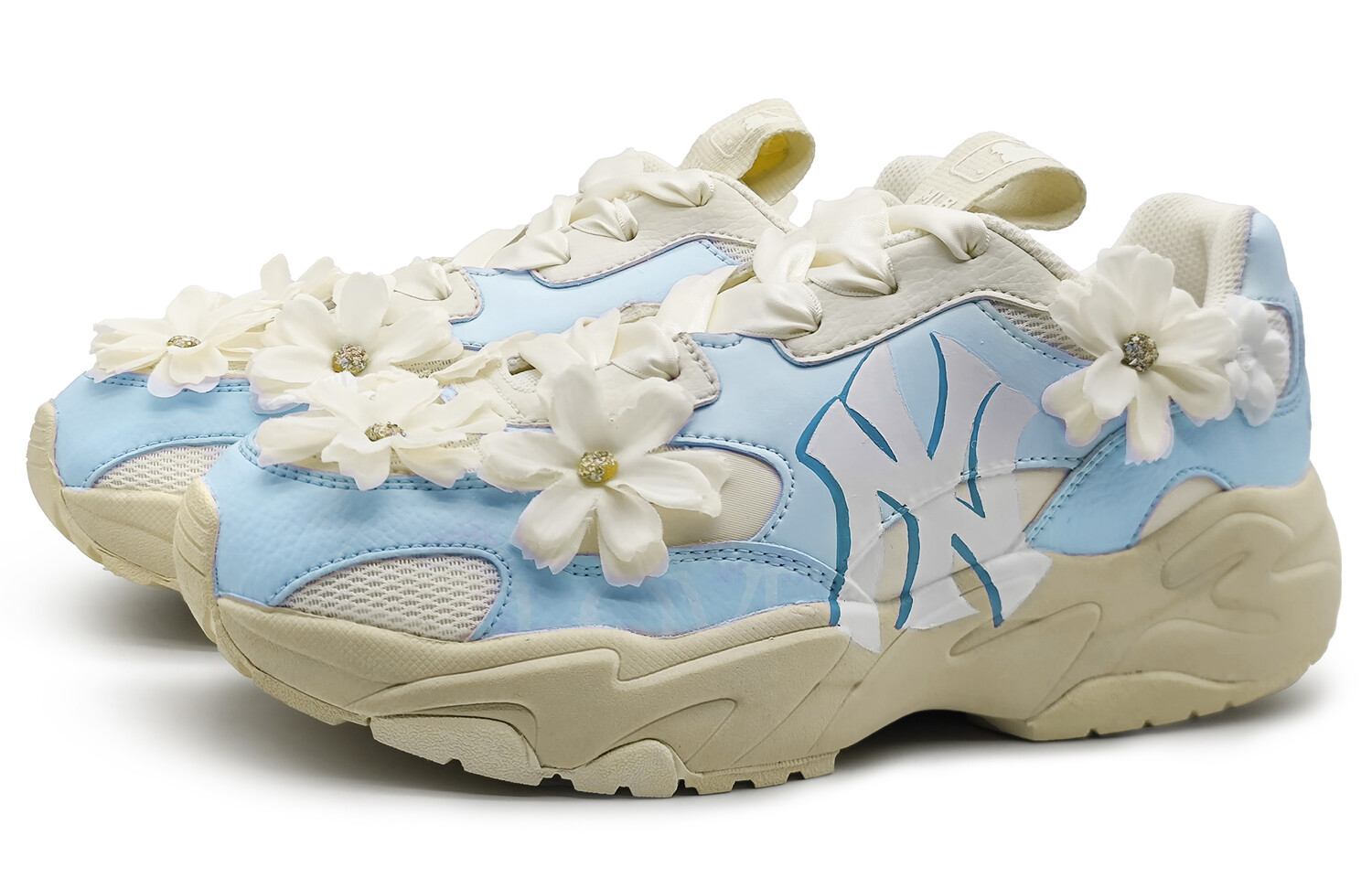 

Кроссовки MLB Big Ball Chunky Chunky Sneakers Unisex Low-top Beige, бежевый/синий