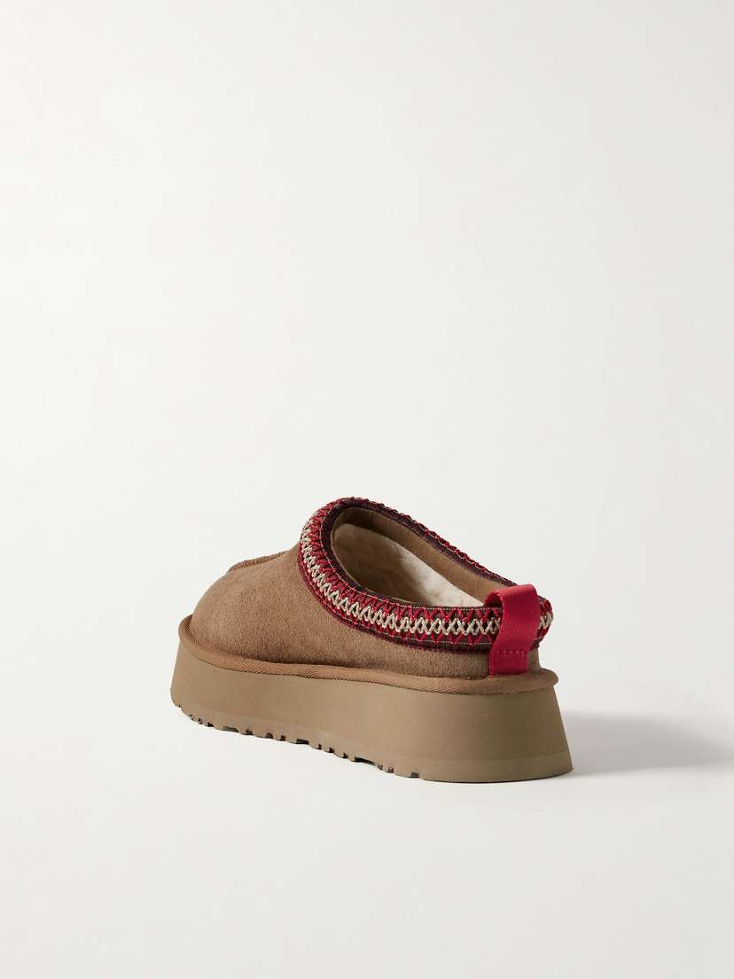 Тапочки на платформе из овчины с вышивкой Tazz Ugg, коричневый — фото 3