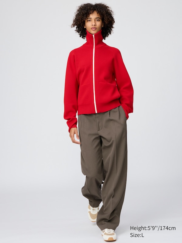 Широкие зауженные брюки со складками Uniqlo, 69 navy — фото 3
