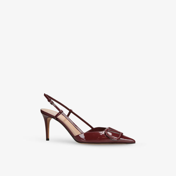 Лодочки Valentino Garavani Vlogo signature лаковые на ремешке, винный — фото 3