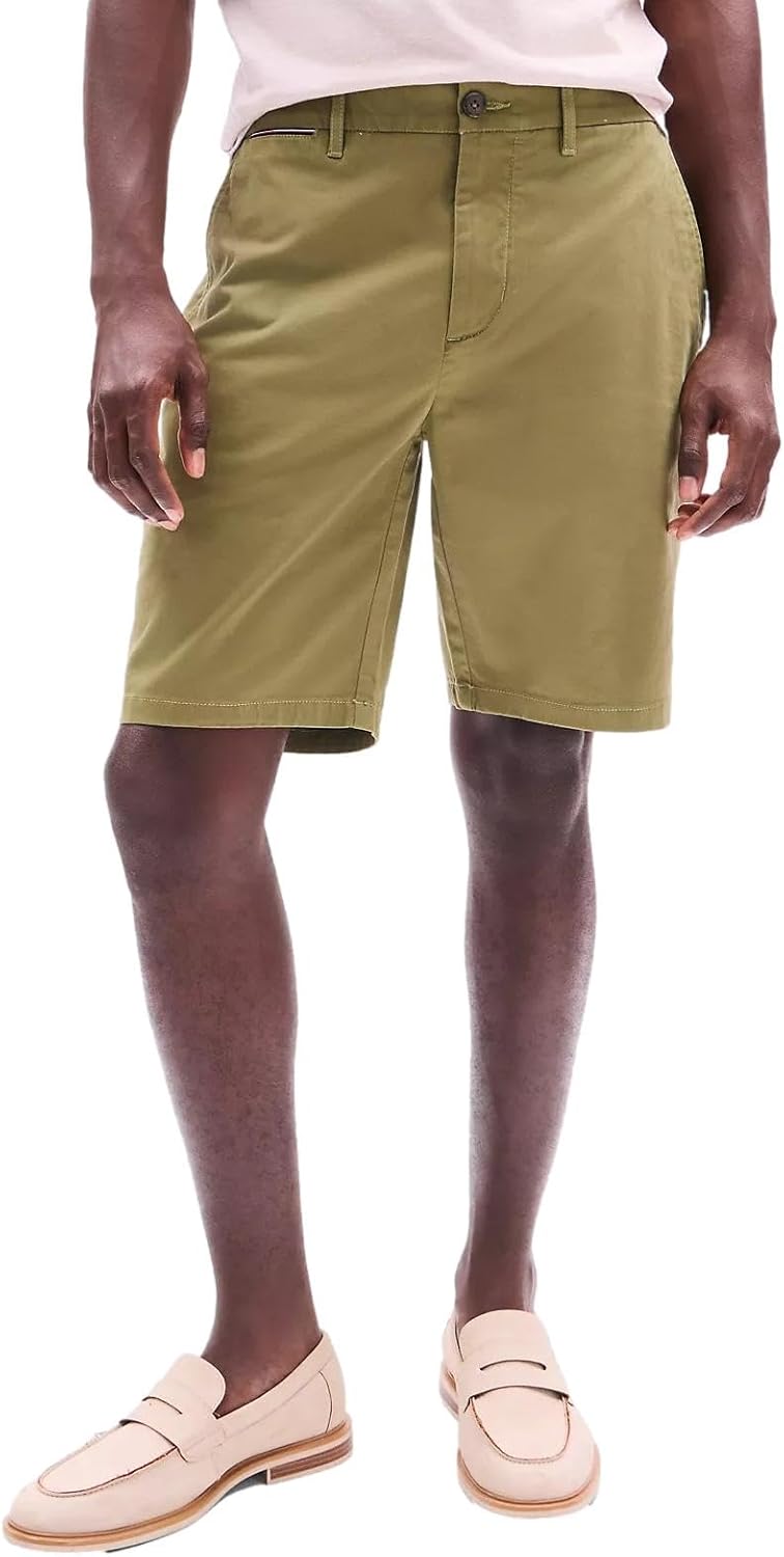

Мужские повседневные эластичные шорты-чиносы Tommy Hilfiger с внутренним швом 9 дюймов, Th Uniform Olive