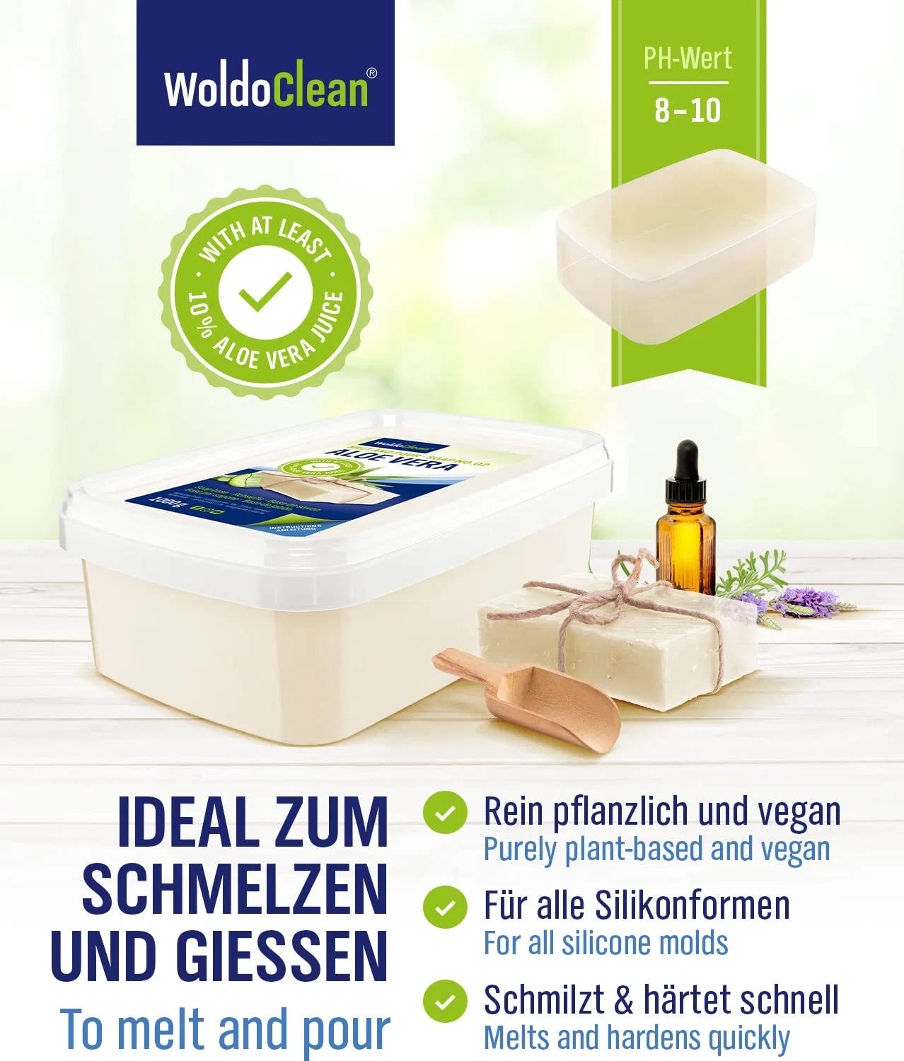 Прозрачная глицериновая мыльная основа с алоэ вера, 1 кг Woldoclean — фото 2