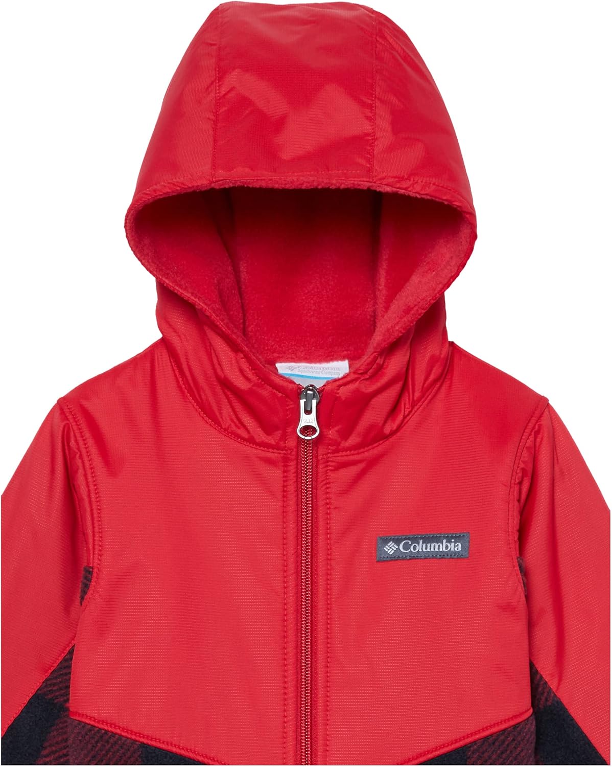 Columbia детская толстовка Steens Mountain Overlay Hoodie, Mountain Red Check/Mountain Red — фото 3