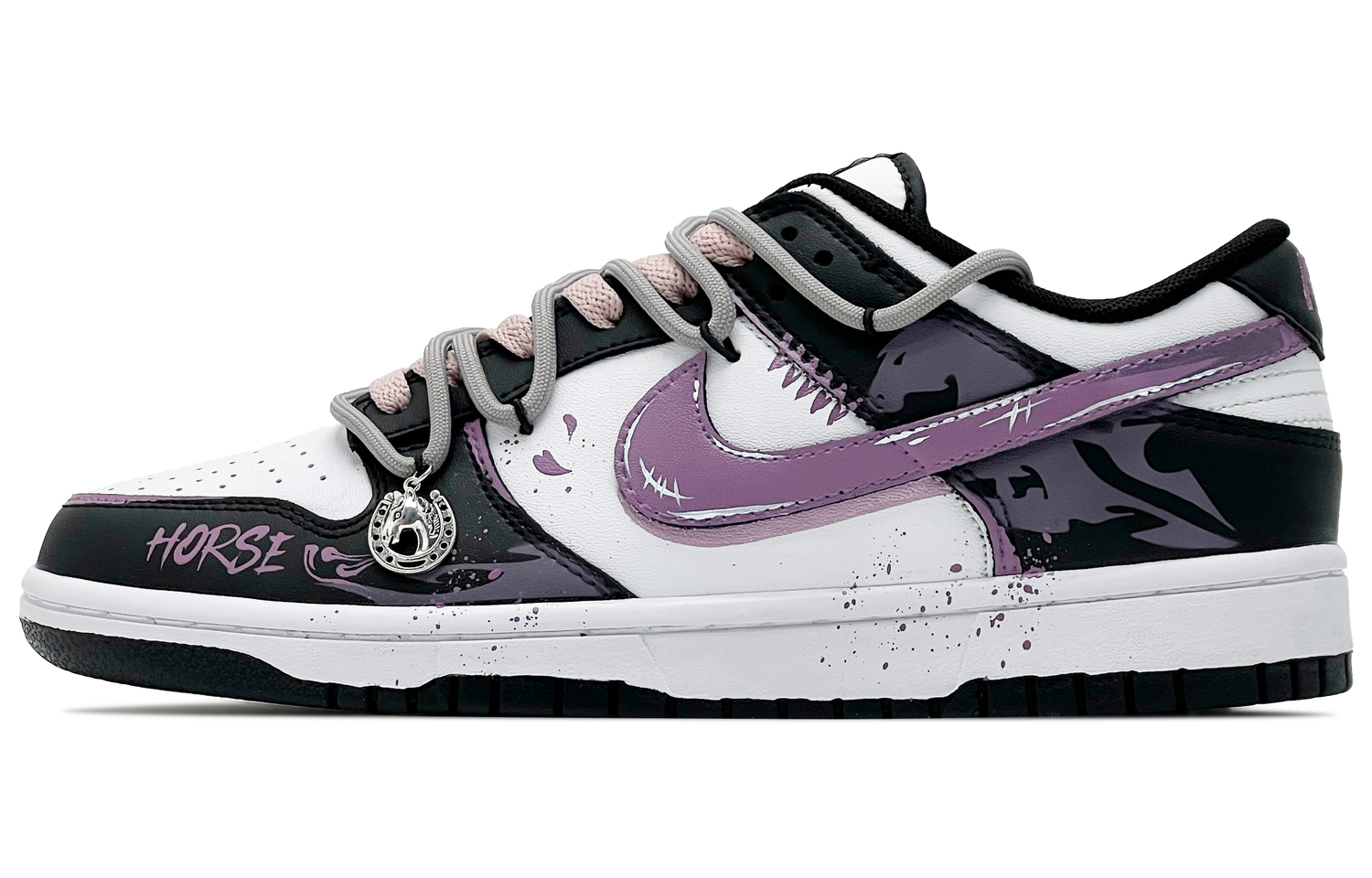 

Nike Dunk Leather Abrasion Resistant Low top Skateboard Shoes Unisex черный белый фиолетовый