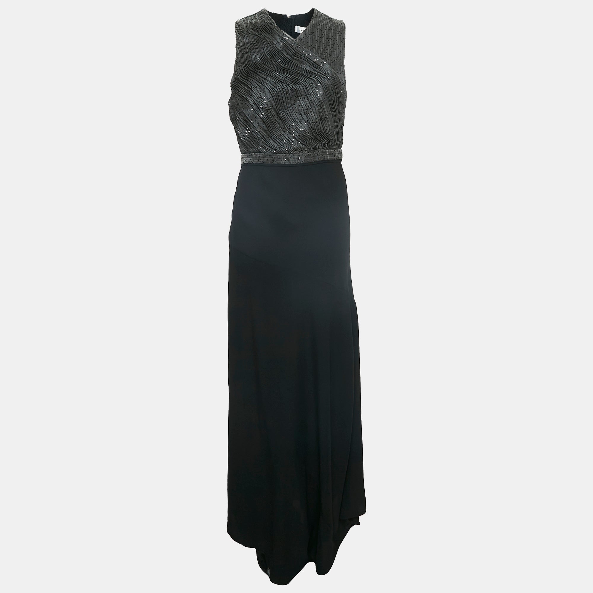

Платье-макси без рукавов Carven Black Embellished Crepe Sans Manche