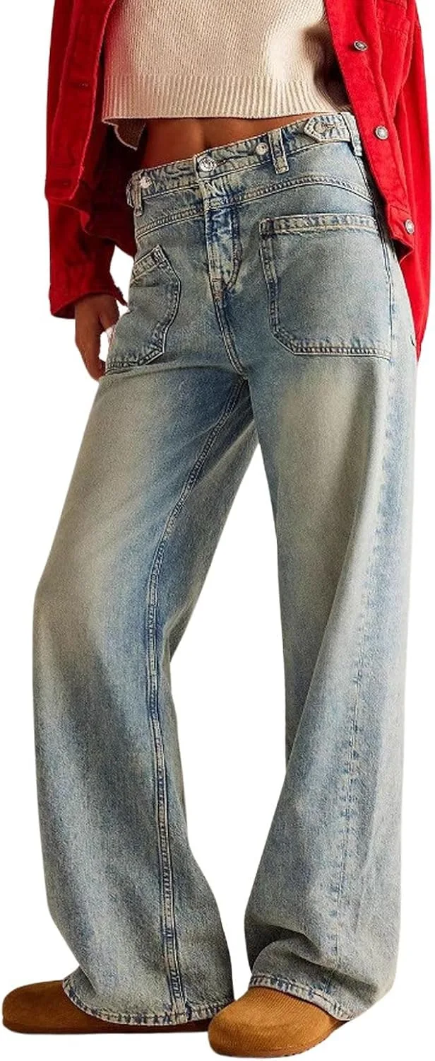 

Женские джинсы utcoco Y2K прямого кроя в пол