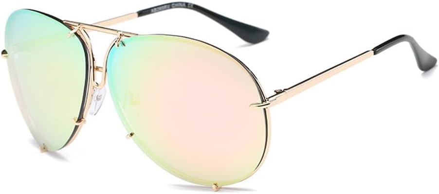 

Солнцезащитные очки UV400 — увеличенного размера, с металлическим градиентом, для женщин и мужчин, для бега и занятий спортом на открытом воздухе UYPTK, Gold-pink Mirror