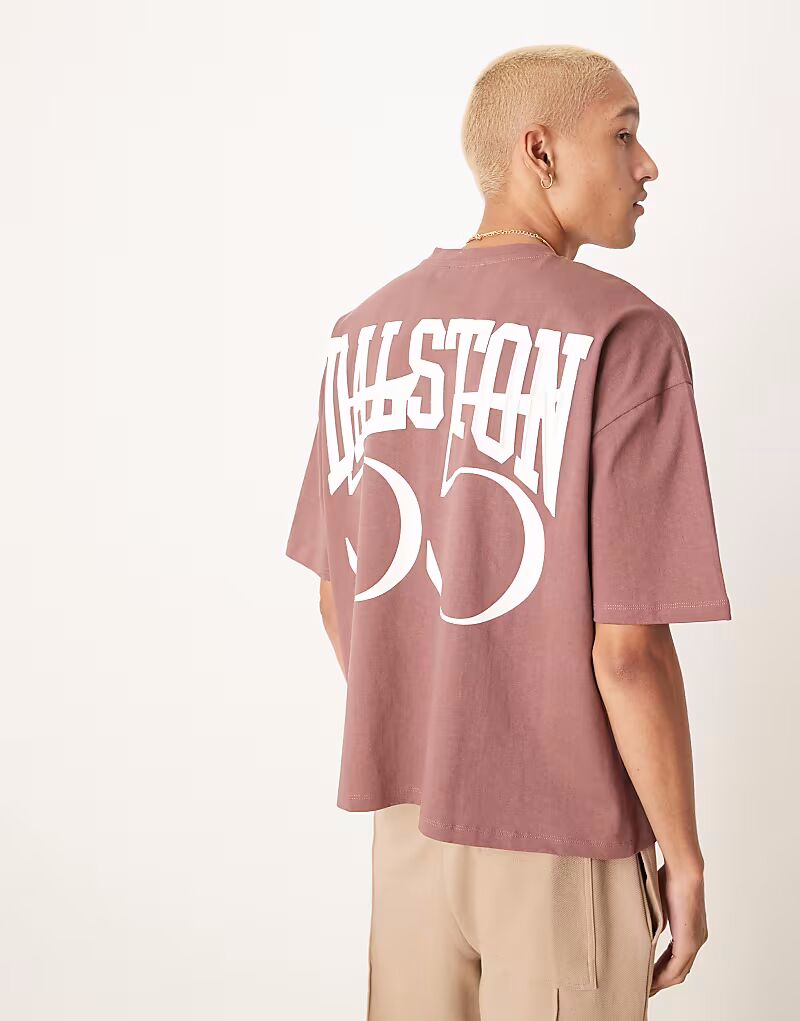 

Футболка свободного кроя ASOS DESIGN с принтом номера в бордовом цвете