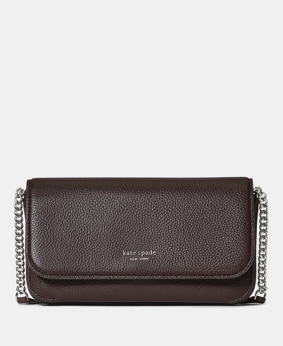 

Кошелек Ava Small из зернистой кожи с клапаном и цепочкой kate spade new york, Hot Fudge