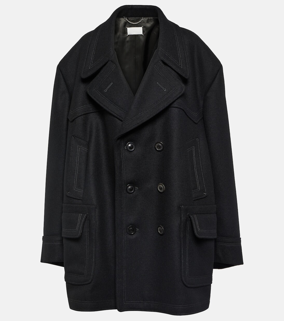 

Пальто оверсайз kaban из смесовой шерсти Maison Margiela, черный