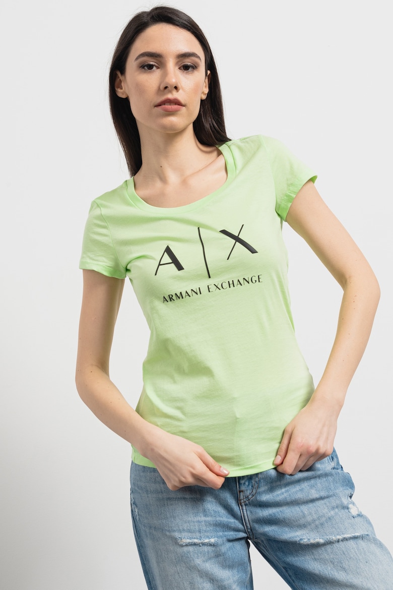 

Приталенная футболка с логотипом Armani Exchange, зеленый