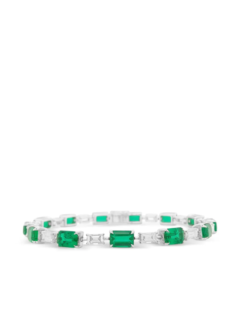 

Браслет из белого золота с бриллиантами и изумрудом HYT Jewelry, серебяный
