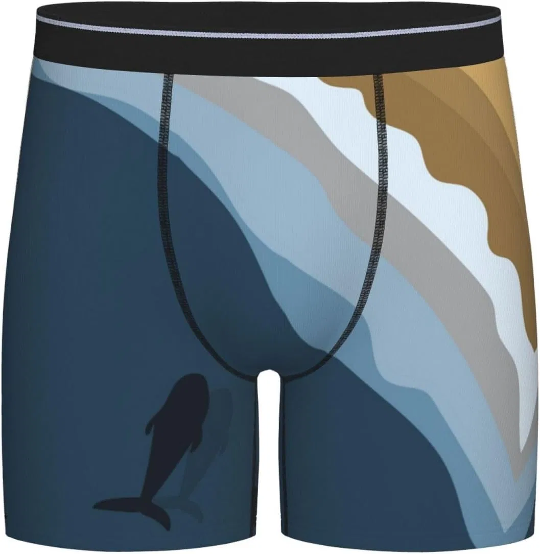 Подштанники боксеры дышащие с 3D карманом, Ocean Fish Shark, Black