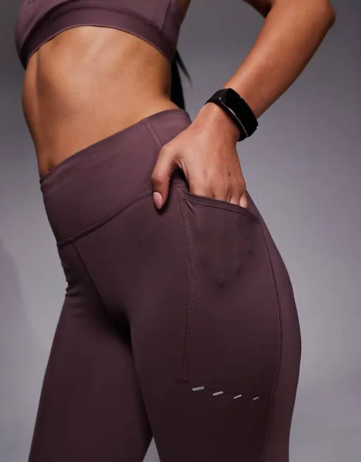 Темно-фиолетовые леггинсы Nike Running Swift Dri-FIT 7/8 — фото 4