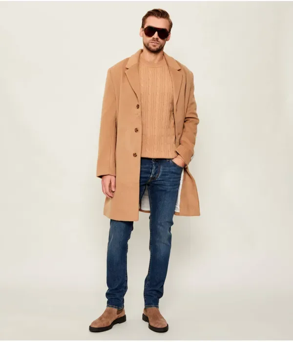 Шерстяной свитер H-Hetico regular fit Boss, бежевый — фото 2