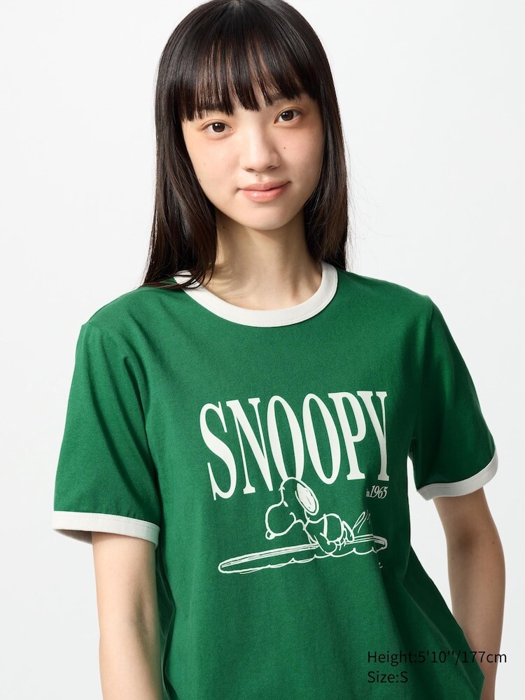

Футболка с графическим принтом Peanuts ut Uniqlo, цвет 55 зеленый