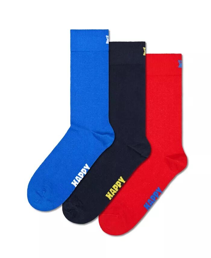 

Комплект из 3 однотонных носков Happy Socks, синий